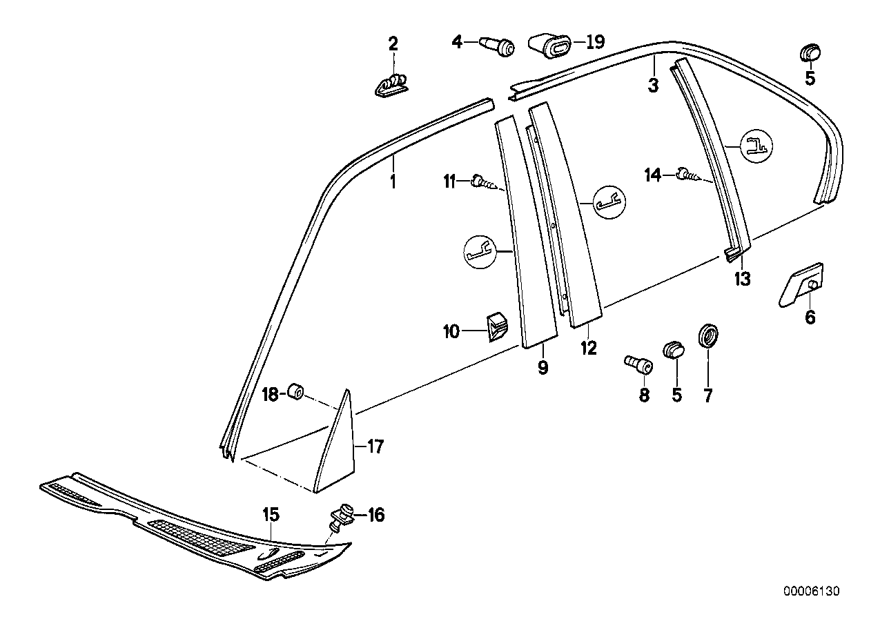 CACHE PARE-BRISE gauche Bmw E34