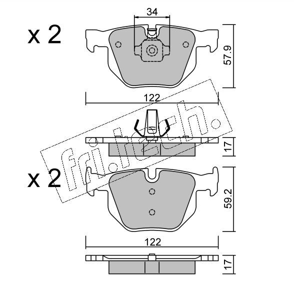 Jeu de 4 plaquettes de frein arrière BMW X5 (F15)/ X6 (F16)