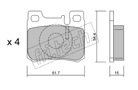 Jeu de 4 plaquettes de frein arrière MERCEDES W201/W124