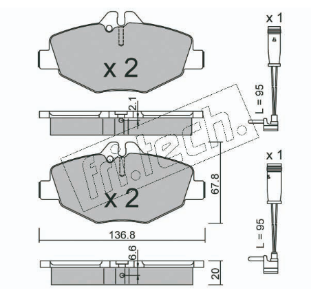 Jeu de 4 plaquettes de frein avant Mercedes W211