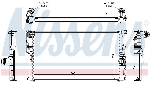 Radiateur, refroidissement du moteur BMW F20/F30 (600 x 334 x 32 mm)