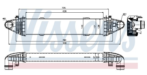 Intercooler, échangeur Mercedes W204/W212 (626 x 128 x 62 mm)