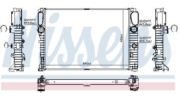 Radiateur, refroidissement du moteur Mercedes W211 (640 x 459 x 40 mm)